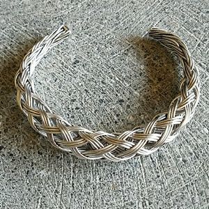 Handcrafted silver braided cuff bracelet